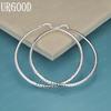 925 Sterling Silver 70mm Large Circle Pattern Pierced Earrings for Wedding Jewelry