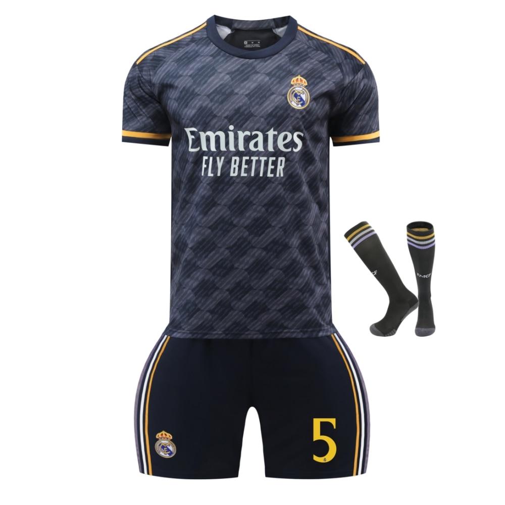 Real Madrid Bellingham Football Jersey 2024-25 Kids Soccer Kit, YSHT Youth Sports Apparel, White/Black, Breathable & Lightweight