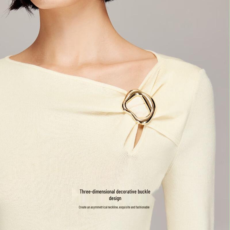 VEROMODA Wool Blend Asymmetric Collar Knit Top