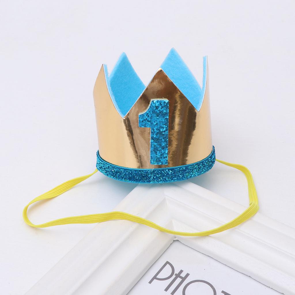 Sky-Blue Crown Hat Birthday Crown for Kids Party Hat Hairband Adorable Birthday Photo Prop Wedding Baby Shower Graduation