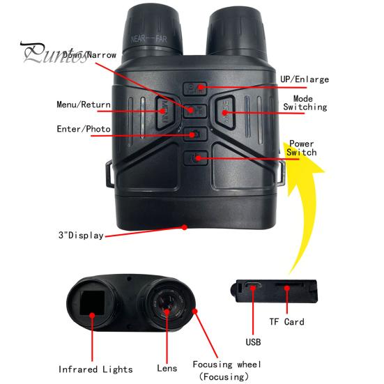 Night Vision Goggles Binoculars Large Screen Design Rechargeable Binoculars Camping Infrared Night Vision Goggles Surveillance Equipment