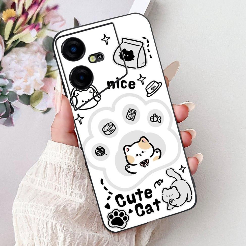 6,82'' Für Techno Pova Neo3 LH6n Rückabdeckung Für Tecno Pova Neo 3 Hülle Silikon Luxus Mode Niedliche Cartoon Katze Stoßfest Funda