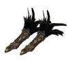 Feather Long Gloves Gothic Lace Wrist Cuffs Fancy Dress up Floral Masquerade Driving