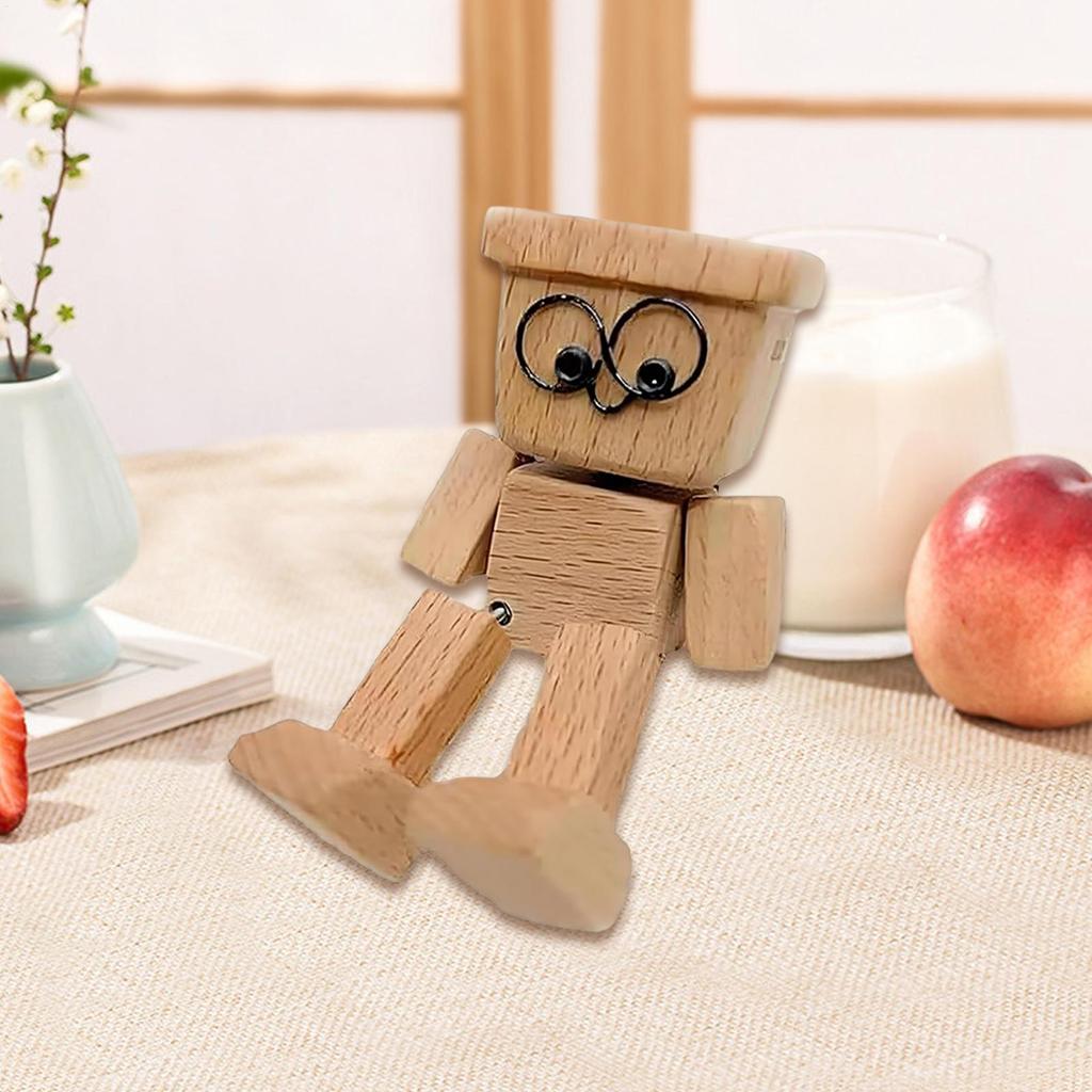 Creative Shaking Wooden Man Figurine Funny Bobblehead Car Dashboard Decor Little N Erdy Dolls Auto Accessories Home Ornaments