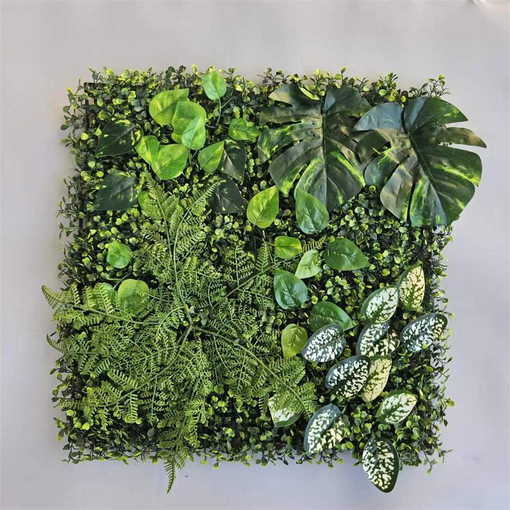 50×50cm Artificial Green Plant Wall - Plastic Vertical Garden, Fake Flower Wall, Synthetic Turf Background