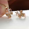 Charm Female Green Zircon Stone Flower Clip Earrings Vintage Gold Color Wedding Jewelry For Women