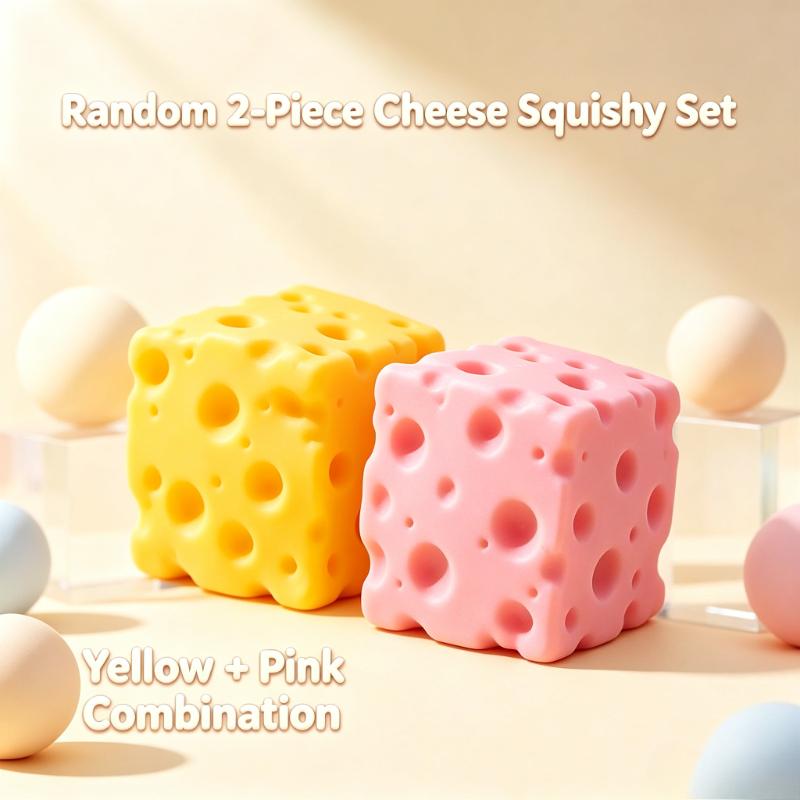 3.5Cm Cute Cheese Block Stress Relief Toy Soft Tpr Squeeze Fidget Toy Stretchable Slow Rebound Sensory Squishy Ball