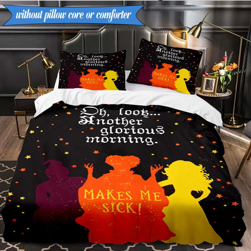 Halloween witch 3pcs K-pop music group Bedding set,Ideal for Bedroom, Dormitory,Including Duvet Cover And 2pcs Pillowcases,Fan gifts