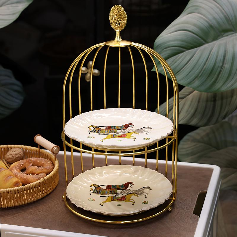 Ceramic Three-Tier Pastry Stand: English-European Style Fruit Bowl, Cake, Candy, and Snack Plate for Afternoon Tea.