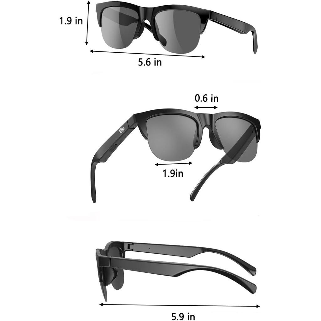 Smart Glasses Open Ear Bluetooth-solbriller for menn kvinner 5.3 Bluetooth Smart-solbriller Touch Control Music Calling med UV-filtrerte linser