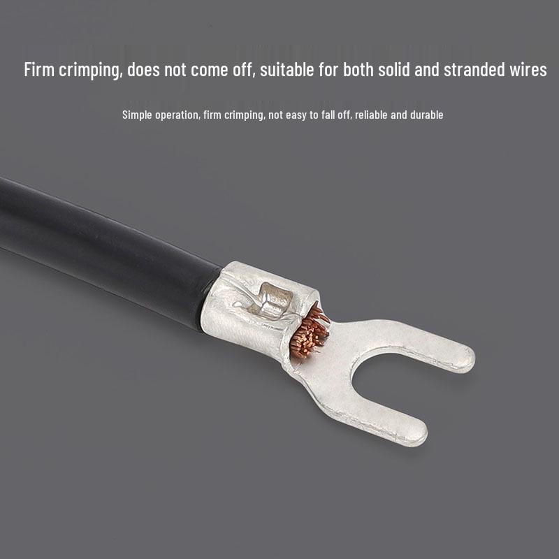 Grade A Fork & U-shaped Tin-Plated Copper Crimp Terminals - Purple, Cold Crimp, Thickened