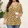 Blusa Floral Feminina Plus Size com Manga Três Quartos, Blusa Casual, Túnica de Corte Amplo para Primavera Verão, Uso Diário, Trabalho e Saídas