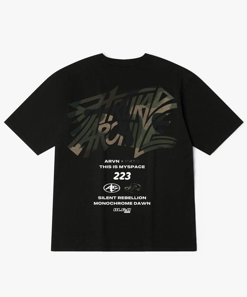 Hilukaakaibeu Kinetic Multi Camo Logo Back Print Short Sleeve T-Shirt