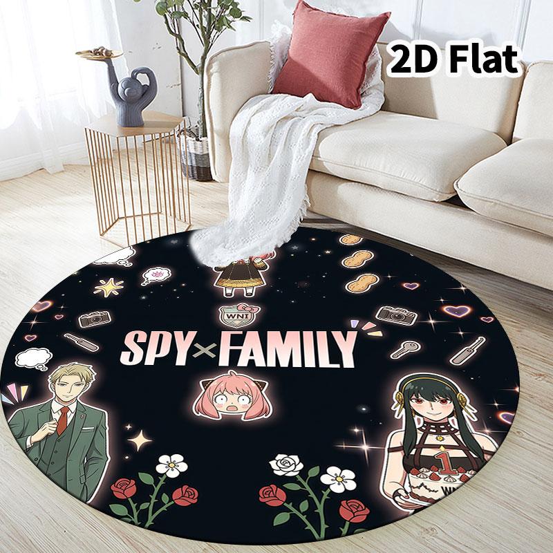 Spy Family Round Area Rug Carpet Rug For Living Room Bedroom Sofa Playroom Decor Nonslip Floor Mat