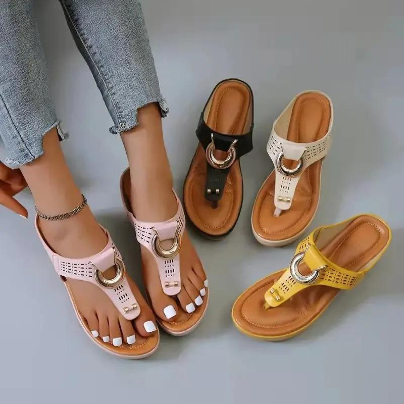 Summer Sandals Women Platform Wedges Slippers Non Slip Open Toe Flip Flops Ladies Comfortable Beach Shoes