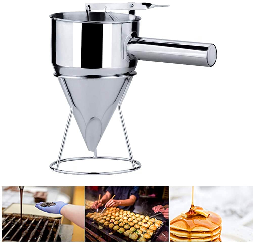 Chakkiri Takoyaki Seed Remover, Stainless Steel Fish Ball Funnel with Stand, Takoyaki Funnel, Takoyaki Tool