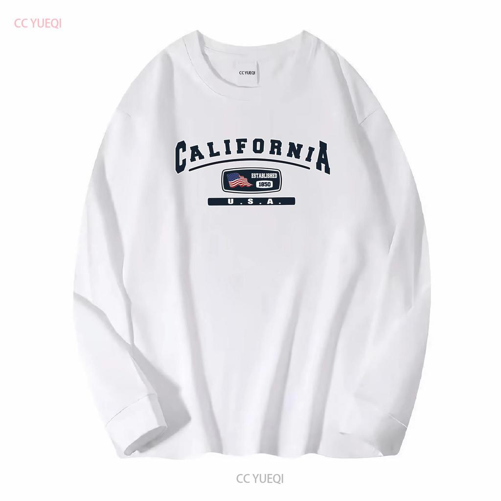 The Golden State California USA T shirt long or short sleeves vintage Washed Stylish Unisex Versatile Slightly fashion Casual