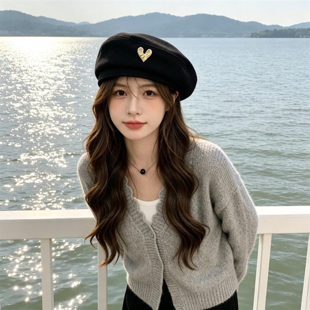 Solid Color Painter Hat Thick Octagonal Cap Comfortable Love Beret Autumn
