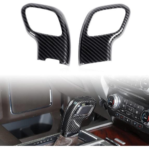 Cache-Pommeau de Levier de Vitesse JeCar Garniture Accessoires Intérieurs pour Ford F150 2015-2020 (Aspect fibre de carbone)