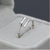ANENJERY Bamboo Open Ring with Black Star Fashion Silver Jewelry Women Men Fashion Gifts