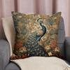 Vintage Peacock Floral Tapestry Cushion Cover Decorative Throw Pillow Case Botanical Art Print Home Decor 40x40cm