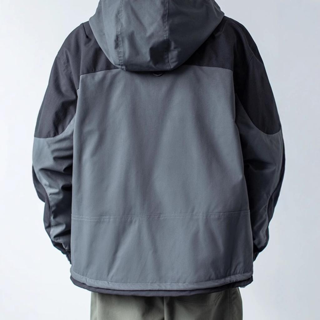 Spring and Autumn New Japanese-style Retro Color Matching Trench Coat Men's Loose Casual Tooling Outdoor Windproof Jacket Top