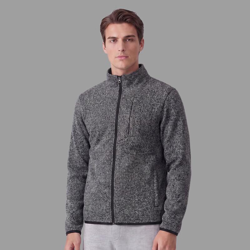 Romon Men's Stand-up Collar Zipper Cardigan Sweater