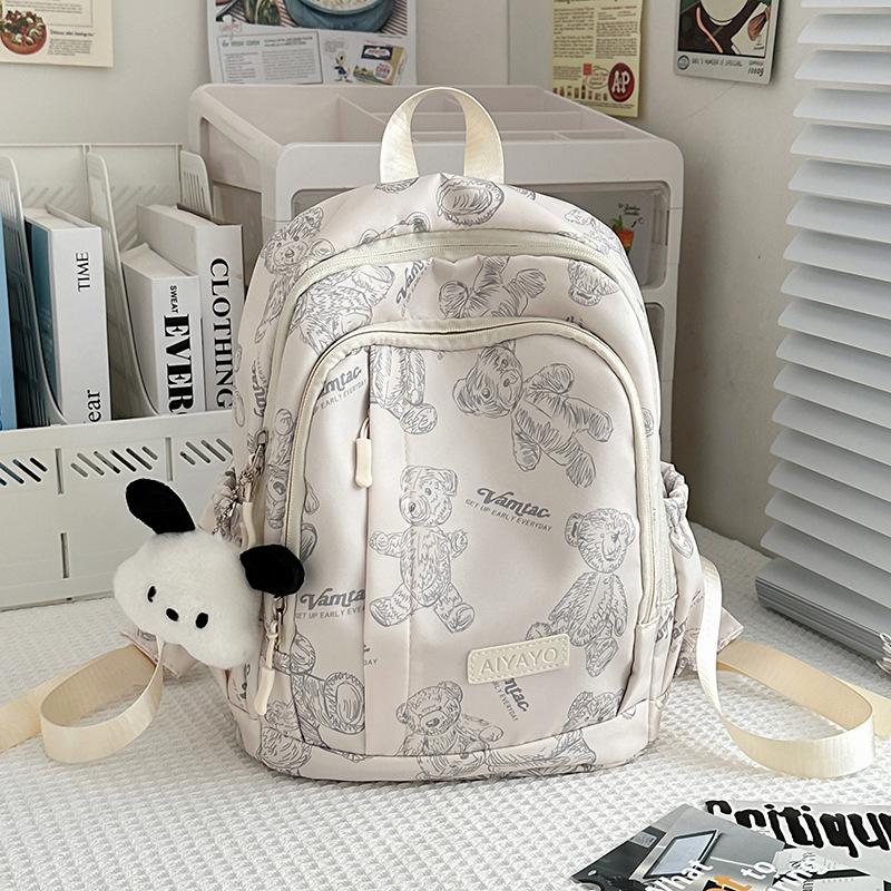 School bag cute little backpack girl fashion bear print backpack small leisure travel small school bag student make-up bag