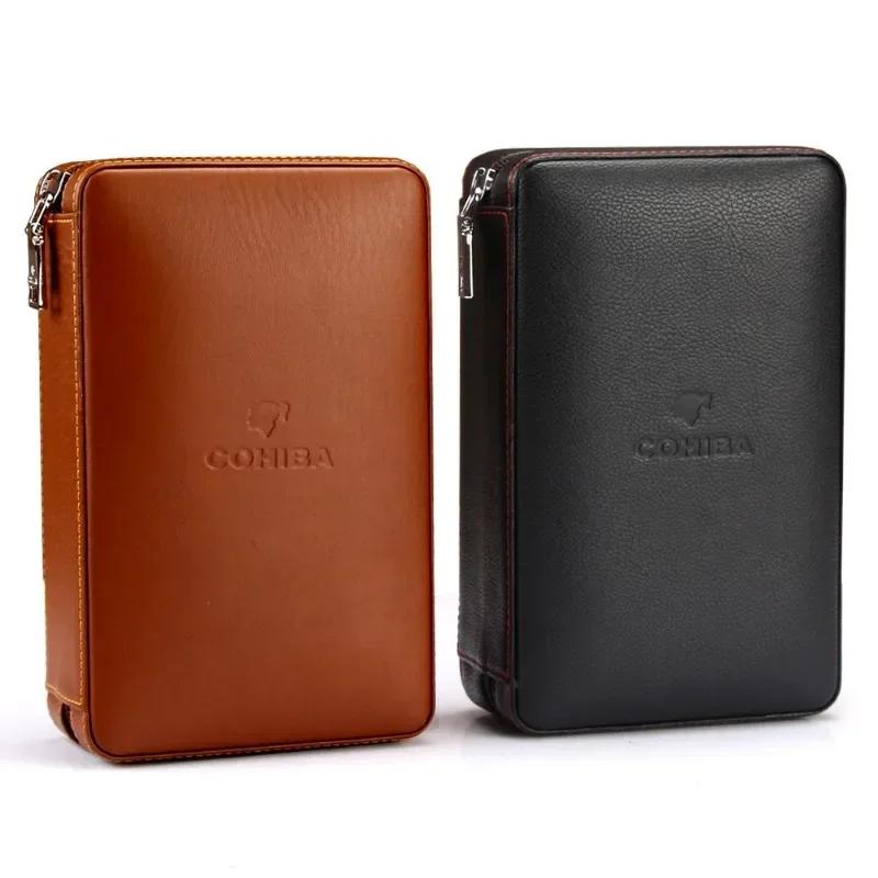 Classic Leather Cedar Wood Cigar Humidor Portable Travel Humidor Smoking Accessories