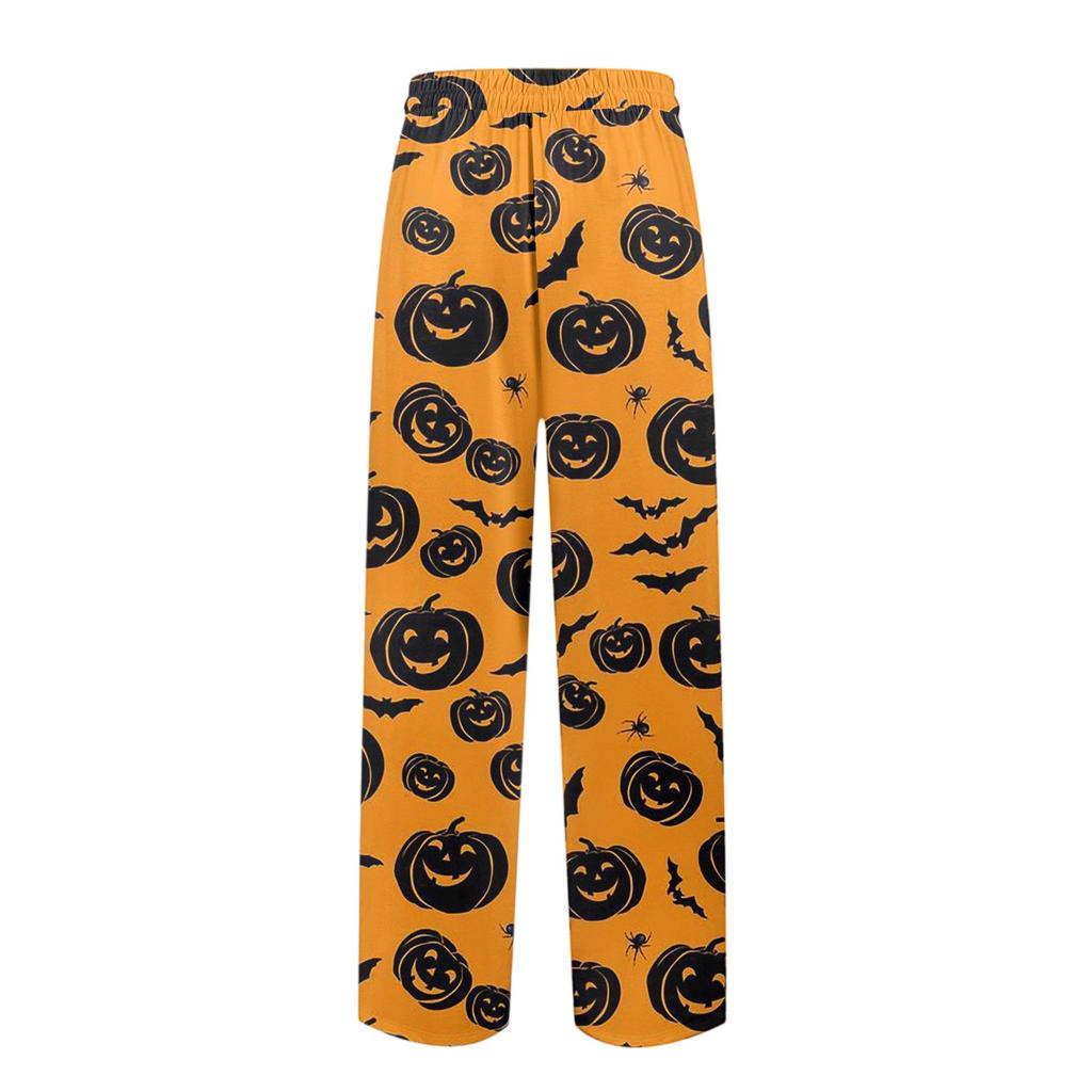 Men's Knitted Halloween Print Pocket Casual Pants Pajama Pants