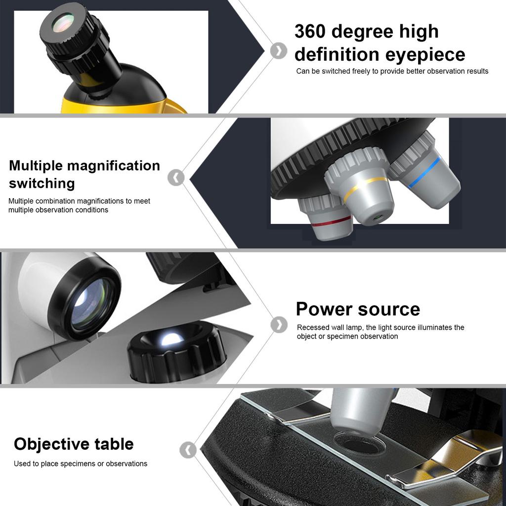 40X-1200X Kids Microscope with 360 Rotation Hd Educational Toy for Children Beginners