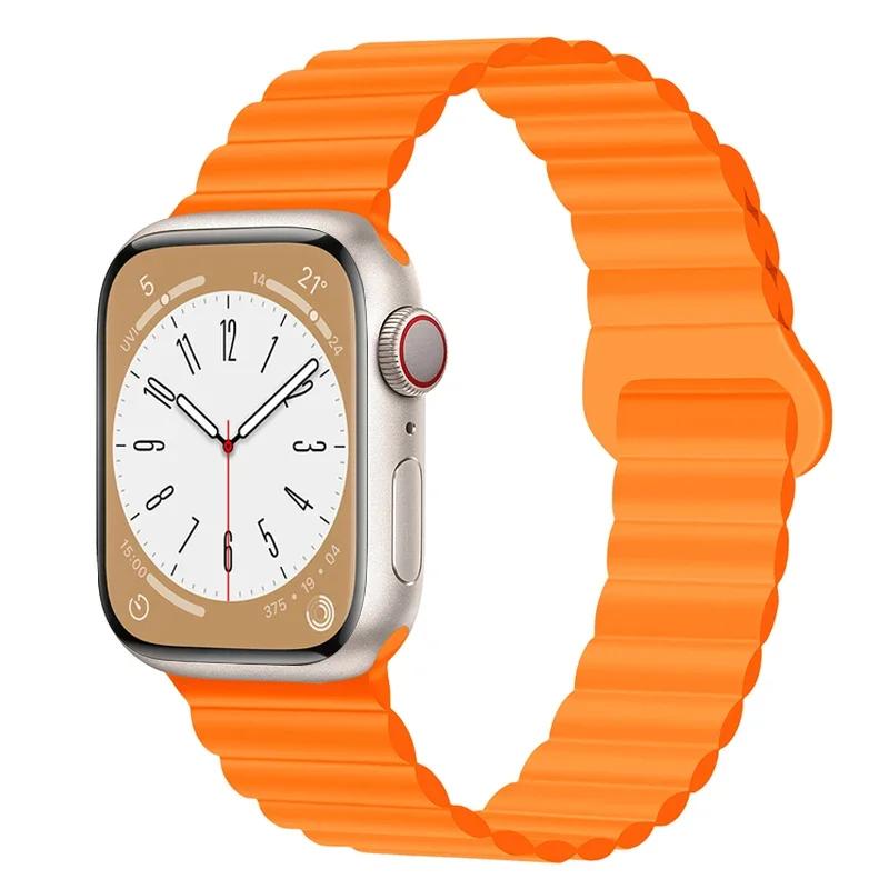 Magnetic Loop For Apple Watch Band 44mm Ultra 49mm 40mm 45-41mm Silicone Bracelet iWatch 10 9 8 7 6 5 SE For Correa Apple Watch