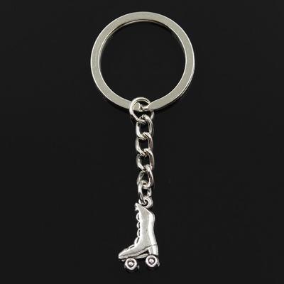 Fashion 30mm Key Ring Metal Key Chain Keychain Jewelry Antique Bronze   Plated Roller Skates Shoes 20x11mm Pendant