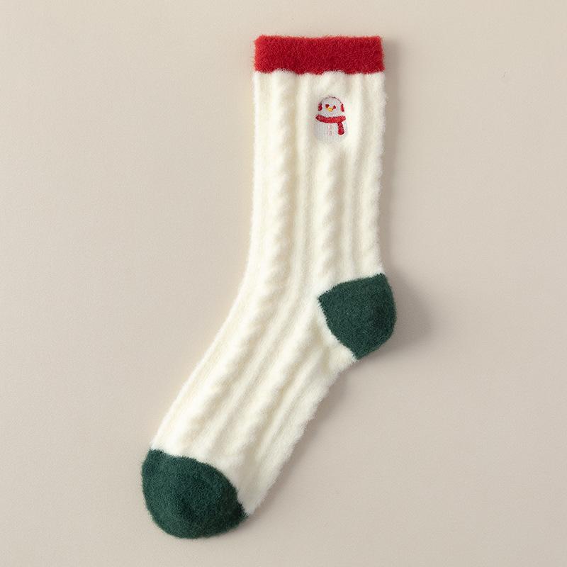

Red Australian Velvet Socks Embroidered Christmas Socks Winter Velvet Thickened Warm Tube Socks Cute Home Sleeping Socks One size fits all