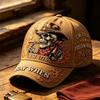 Cappellino da baseball a tema teschio, cappello da sole per esterni da uomo con stampa testuale fiamme retrò