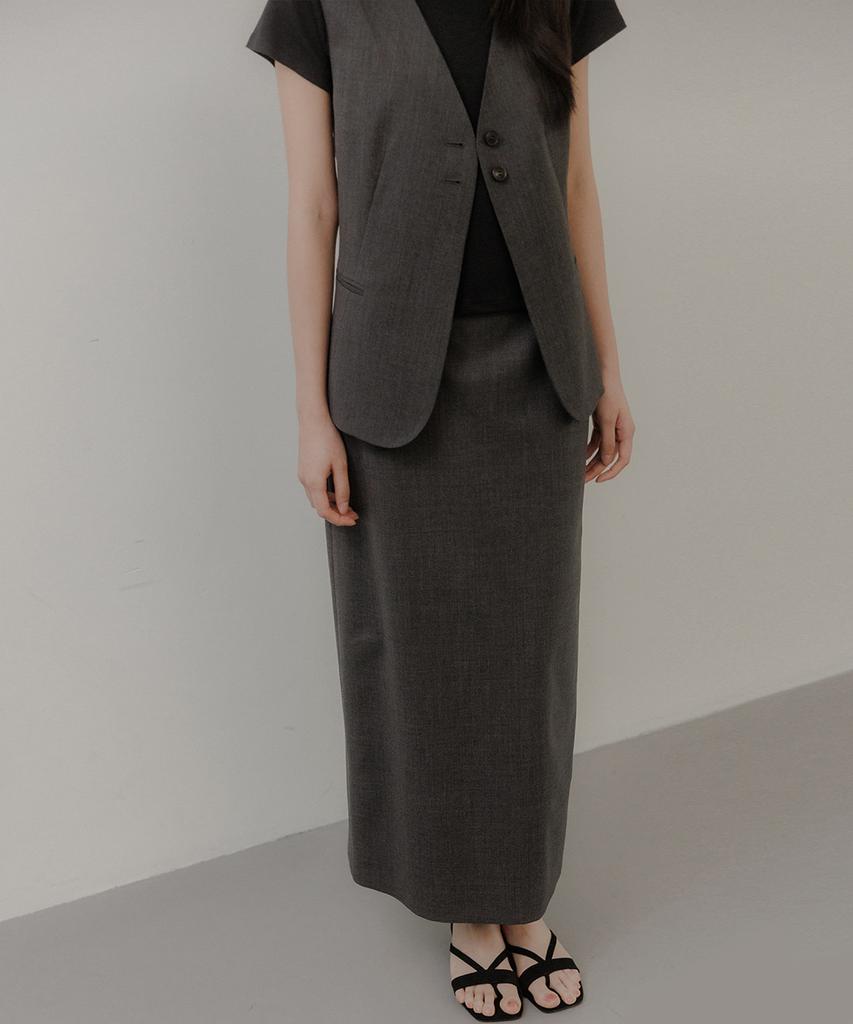 Oeoseoul Signature Slim Skirt [Melange Grey]
