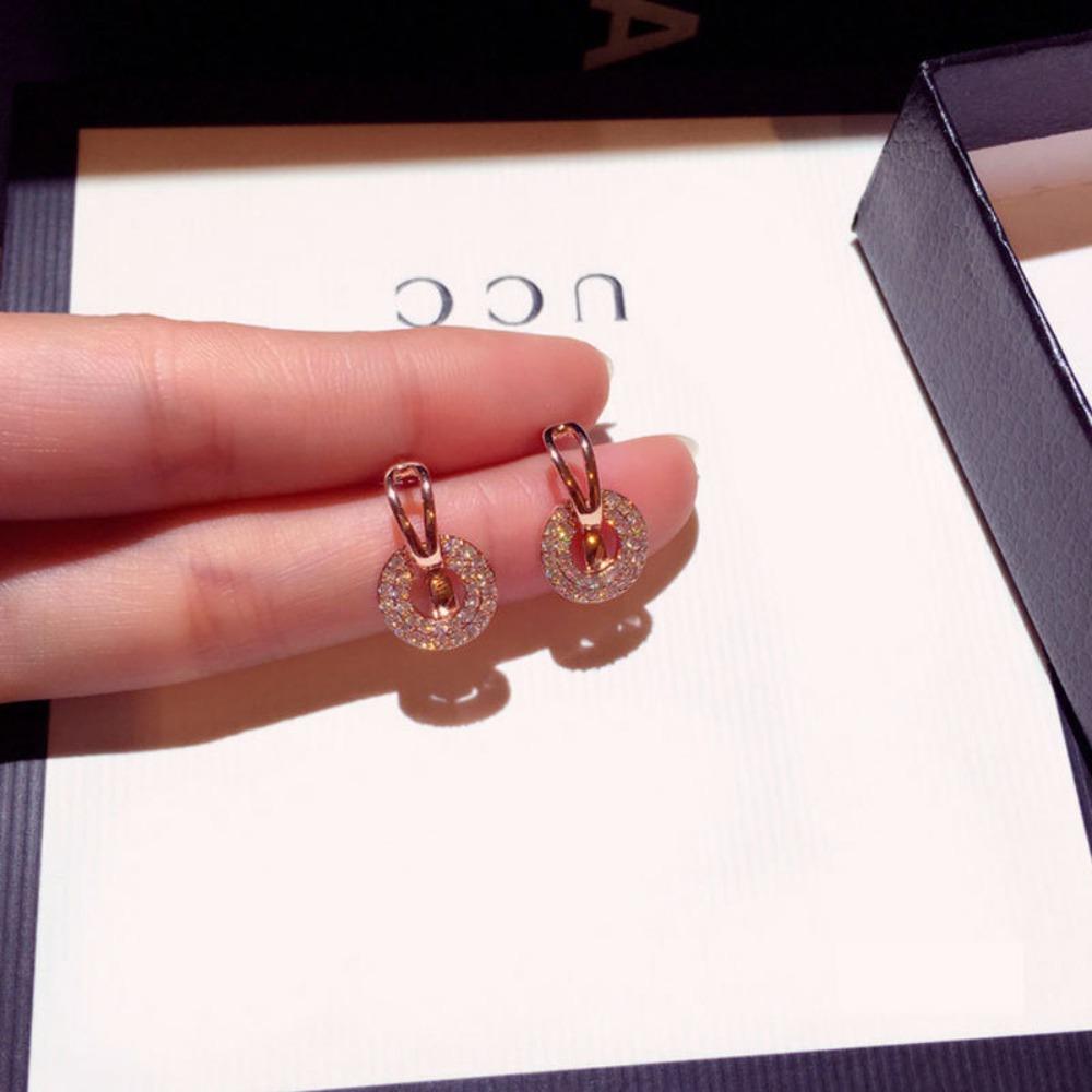 

Earring Women Micro Pave Diamond Earrings Sterling Silver Plated Simple Elegant Luxury Fashion Jewelry