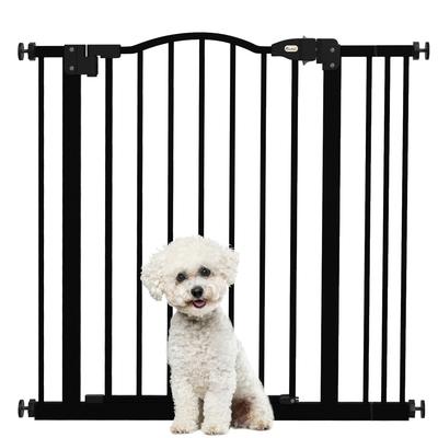 Metall 74-87cm Verstellbares Haustiergitter Sicherheitsbarriere mit automatischer Schließfunktion Schwarz