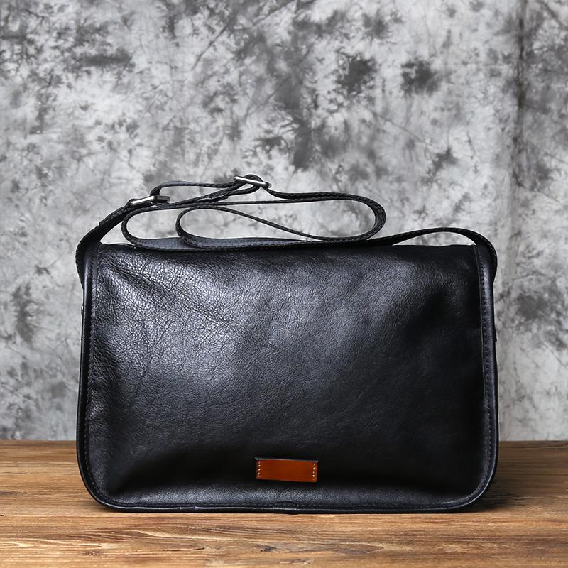 

Men s Shoulder Bag Genuine Leather Casual Top Layer Cowhide Messenger Bag Black Fashion Backpack for 11 Inch Ipad NZPJ чёрный
