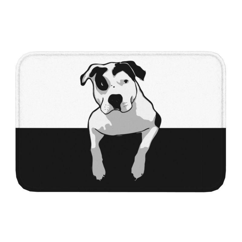 Starry Night Oil Painting Bull Terrier Carpet Mat Anti-Slip Rubber Backing Rug for Pet Lover Home Decoration Artistic Anime Rug