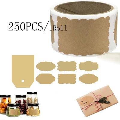 250 Adet/1 Rulo Kraft Kağıt Boş Etiket Etiket Diy Hediye Etiket Zarf Sızdırmazlık Etiket