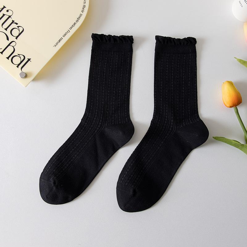 Female Spring and Summer Thin Cotton Ear Side In The Tube Ice Ice Pile Socks