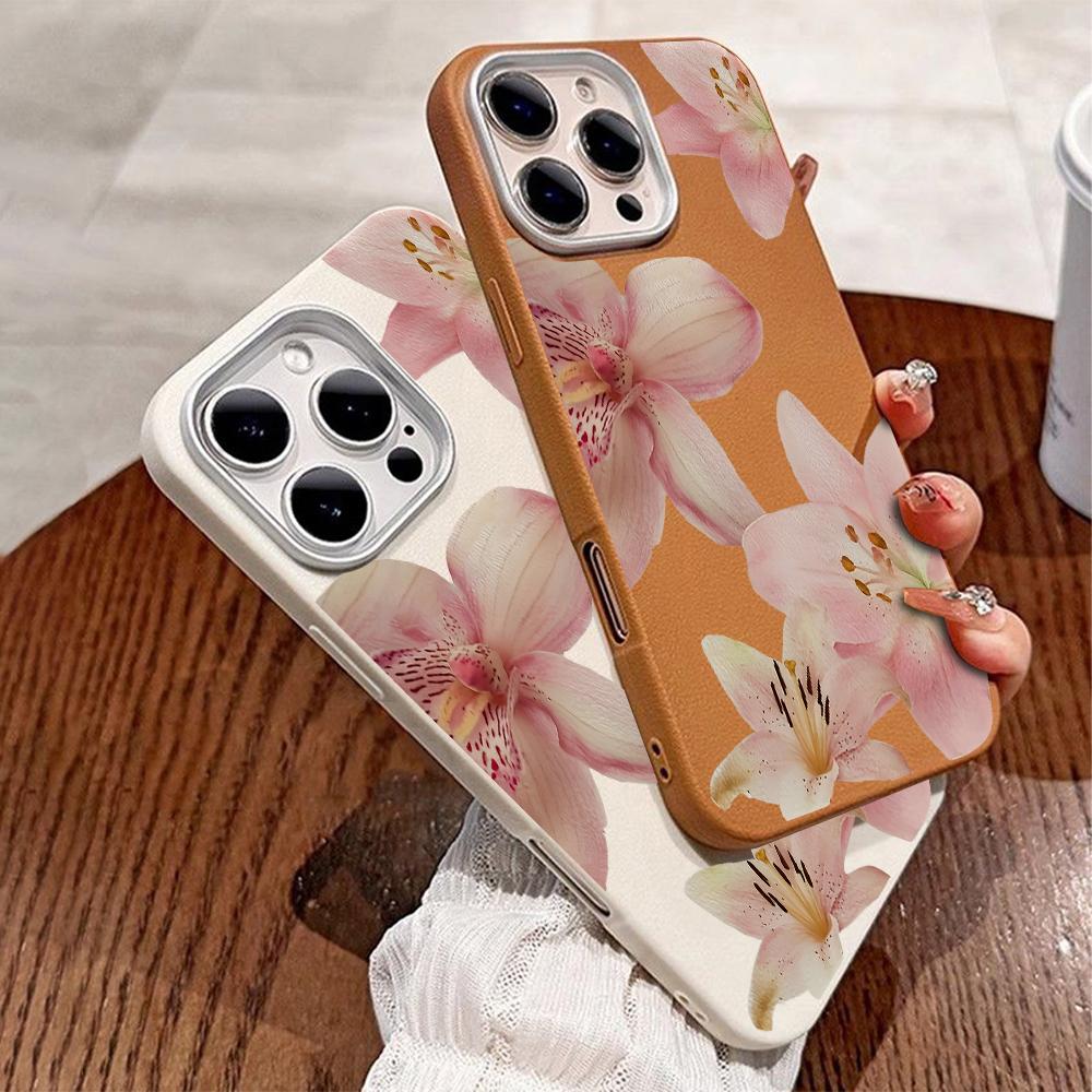 Elegant Pink Flower Pattern Phone Case For iPhone 17 16 15 14 Pro 13 12 11 Pro Max 17 Air 14 15 Plus Shockproof Soft Cover