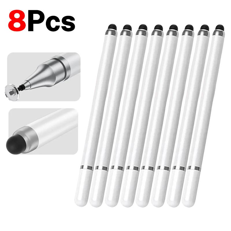 1-8Pcs Double-Headed Universal Stylus Pen For iPad Tablet Android IOS Phone Drawing Writing Capacitive Screen Touch Stylus Pens
