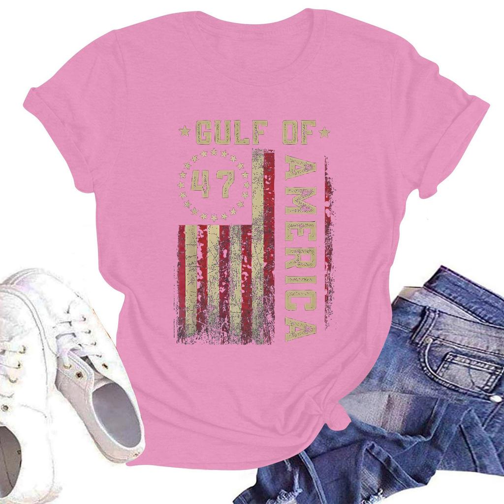 Damska codzienna moda Street Slim z krótkim rękawem Aktualne wydarzenia wokół nadruku T-shirt Top