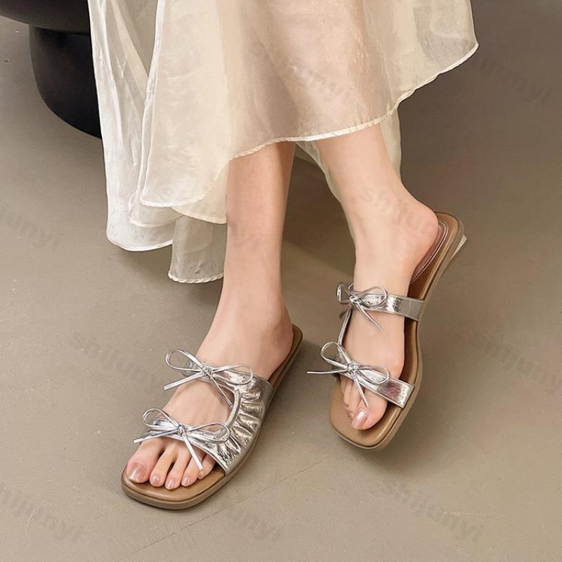 Fashion Woman Slippers Summer 2025 Outdoor Beach Slipper Comfortable Fashion Butterfly-Knot Wedges Elegant Women Shoe Sandalias De Mujer