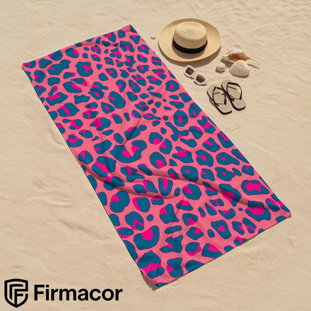 Neon Leopard Print Soft Portable Travel Towel Unisex Ultra Lightweight Microfiber Oversized Sand Free Quick Dry Beach Towel