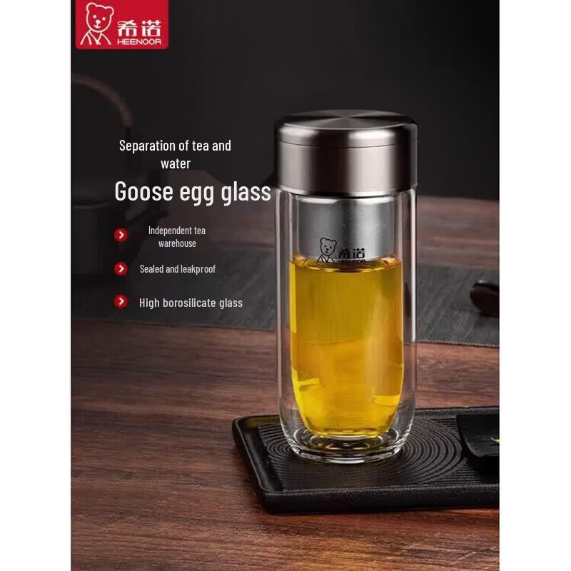 Heenoor Double Wall Glass Tea & Water Separation Cup