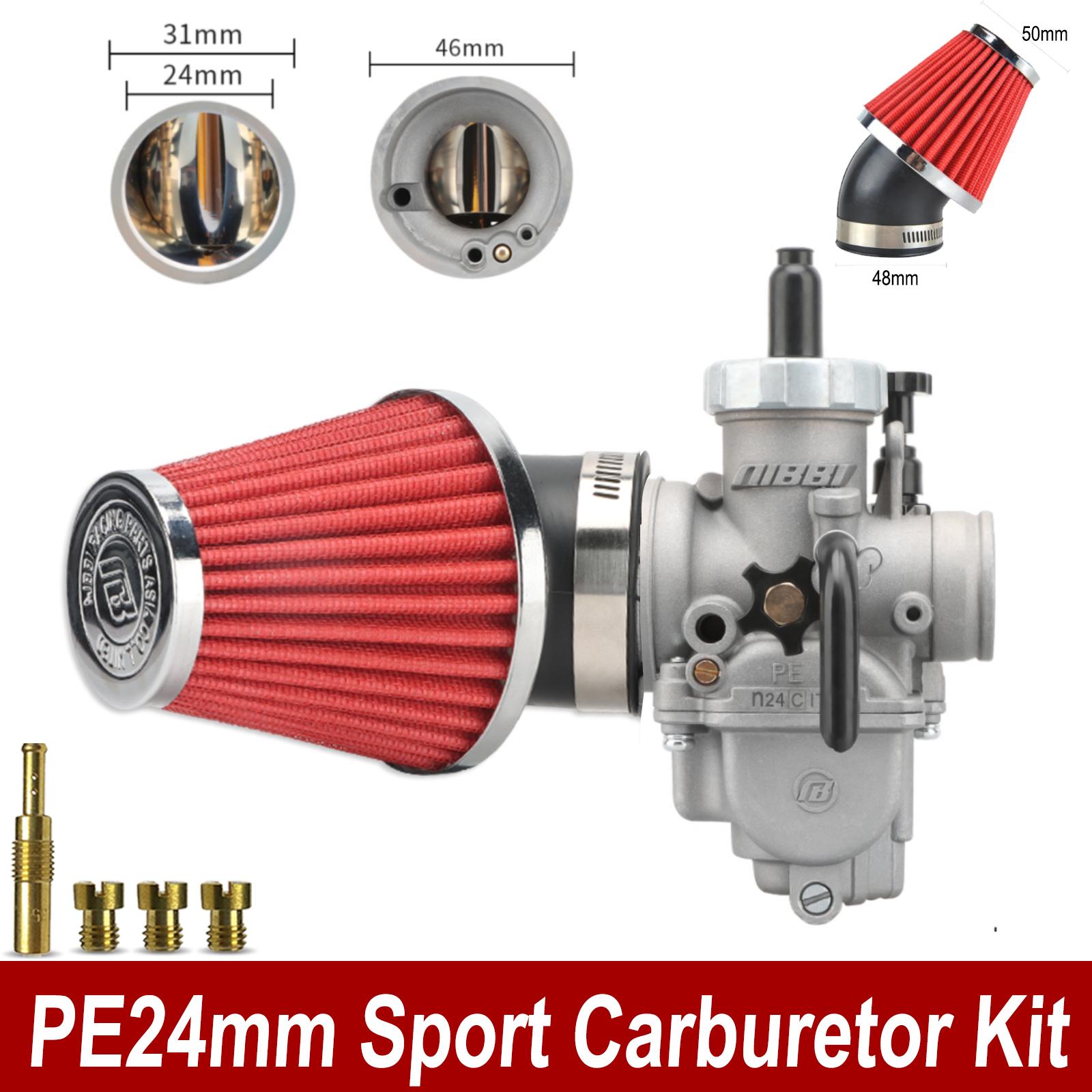 

NIBBI Motorcycle Carburetor Air Filter Kit PE24mm/26mm/28mm/30mm Carburetor With Carb Jets For Yamaha Suzuki 2T 4T Moto Engine PESP24mmKit