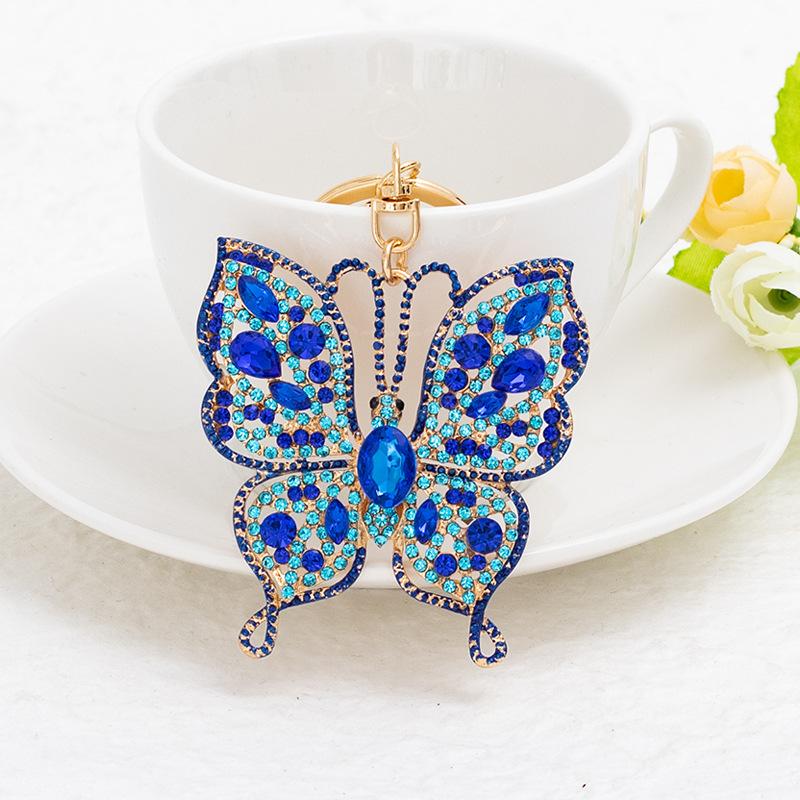 2024 New Creative Butterfly Key Chains Alloy Inlaid with Diamonds Fashionable and Simple KeyChains Car Charms Bag Charm Keyring